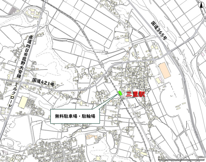 地図：三里駅