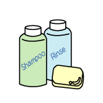 イラスト：石鹸、水いらないシャンプー