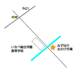 地図：みずほのおかげ市場近隣