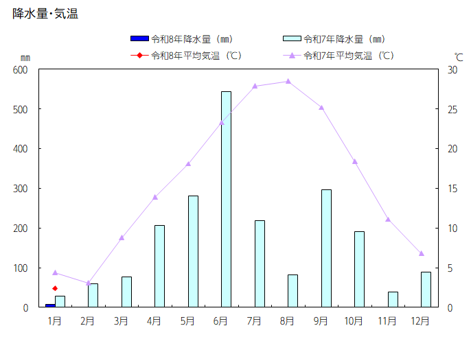グラフ:降水量・平均気温