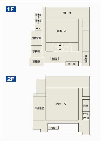 平面図：大安公民館の1階・2階