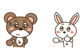 イラスト：くまぞうせんせい「ざんねん！」、うさこ「えっ？」