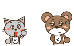 イラスト：くまきちせんせい「ざんねん！」、にゃんた「まちがったにゃー！」