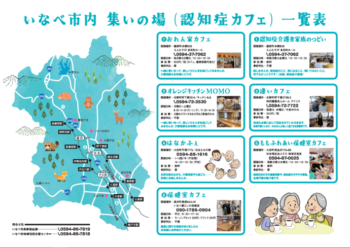 いなべ市内集いの場（認知症カフェ）一覧表