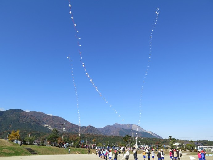 100連凧 大空に舞いあがる