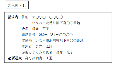 記入例1身分証明書