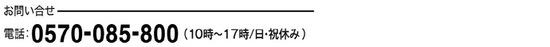 お問い合わせ 電話0570-085-800（10時～17時 月曜日祝日休み）