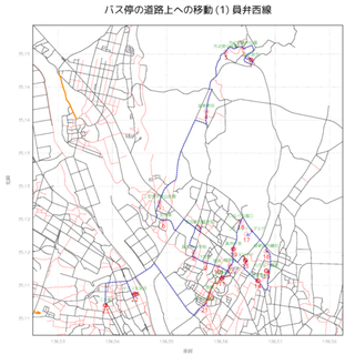 道路の追加とバス停位置の移動（1）