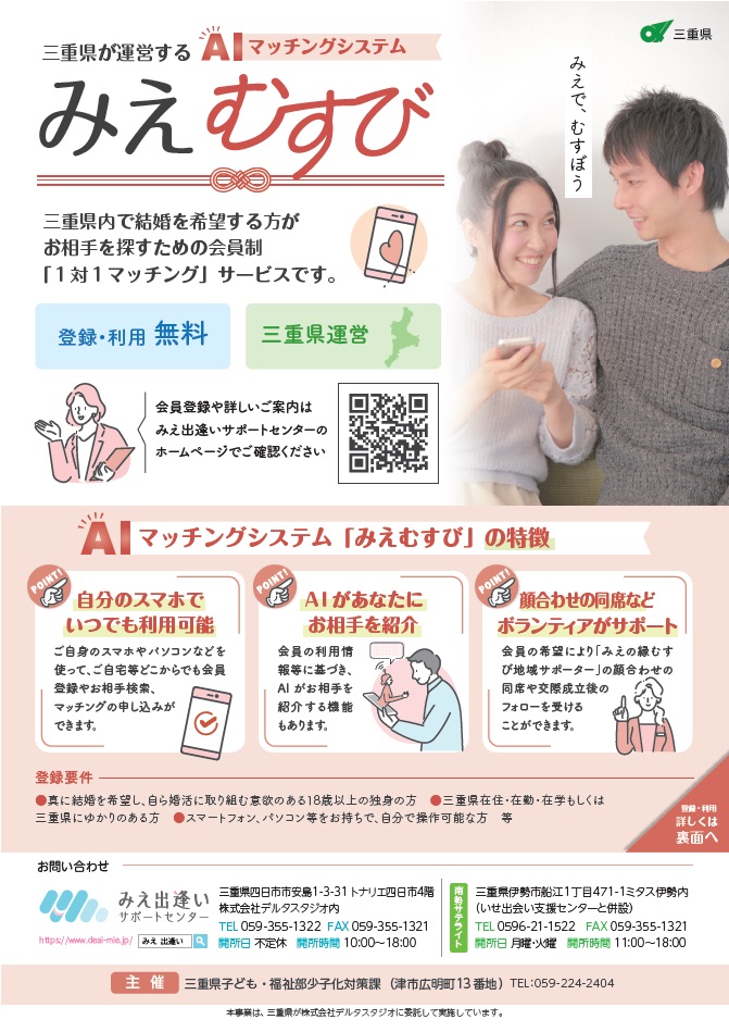 AIマッチングシステム「みえむすび」チラシ 表