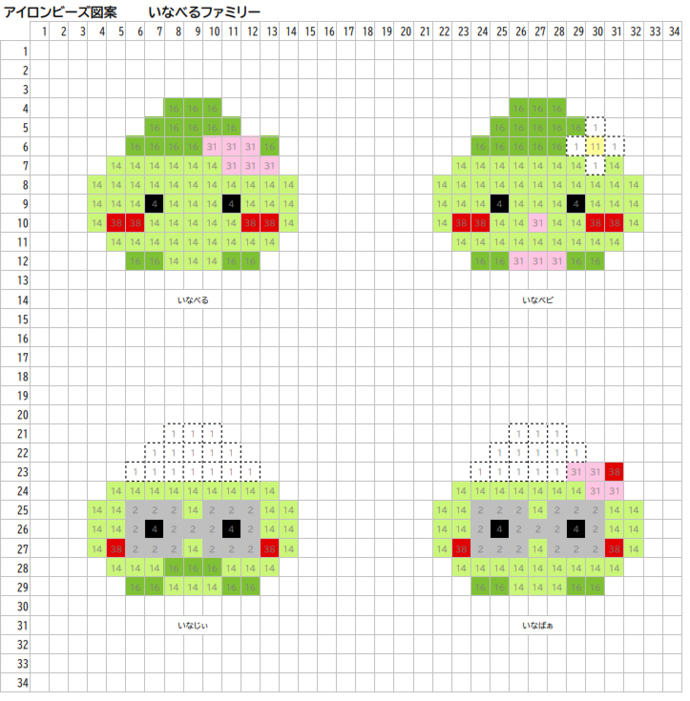 いなべる アイロンビーズ 図案